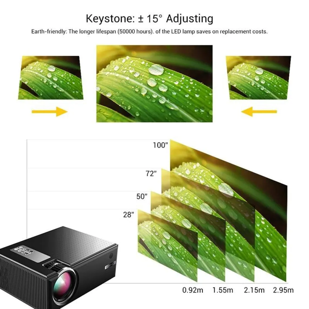 1800 Lumens HD WiFi Smart Projector | HDMI / USB / VGA / AV | White