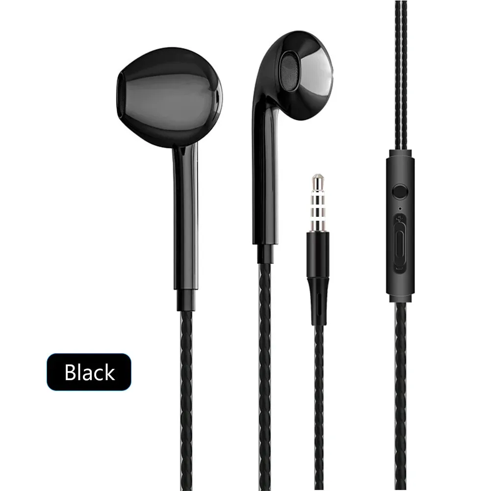 3.5mm Wired Earphones Bass Stereo Earbuds Gym Sports Headphones with Mic Stereo Headset for iPhone Samsung Xiaomi Huawei PC