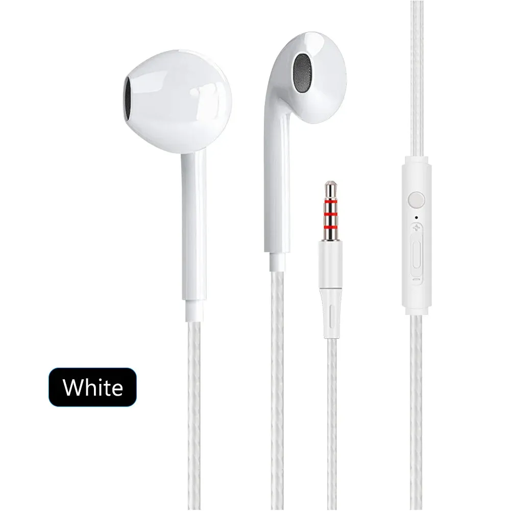 3.5mm Wired Earphones Bass Stereo Earbuds Gym Sports Headphones with Mic Stereo Headset for iPhone Samsung Xiaomi Huawei PC