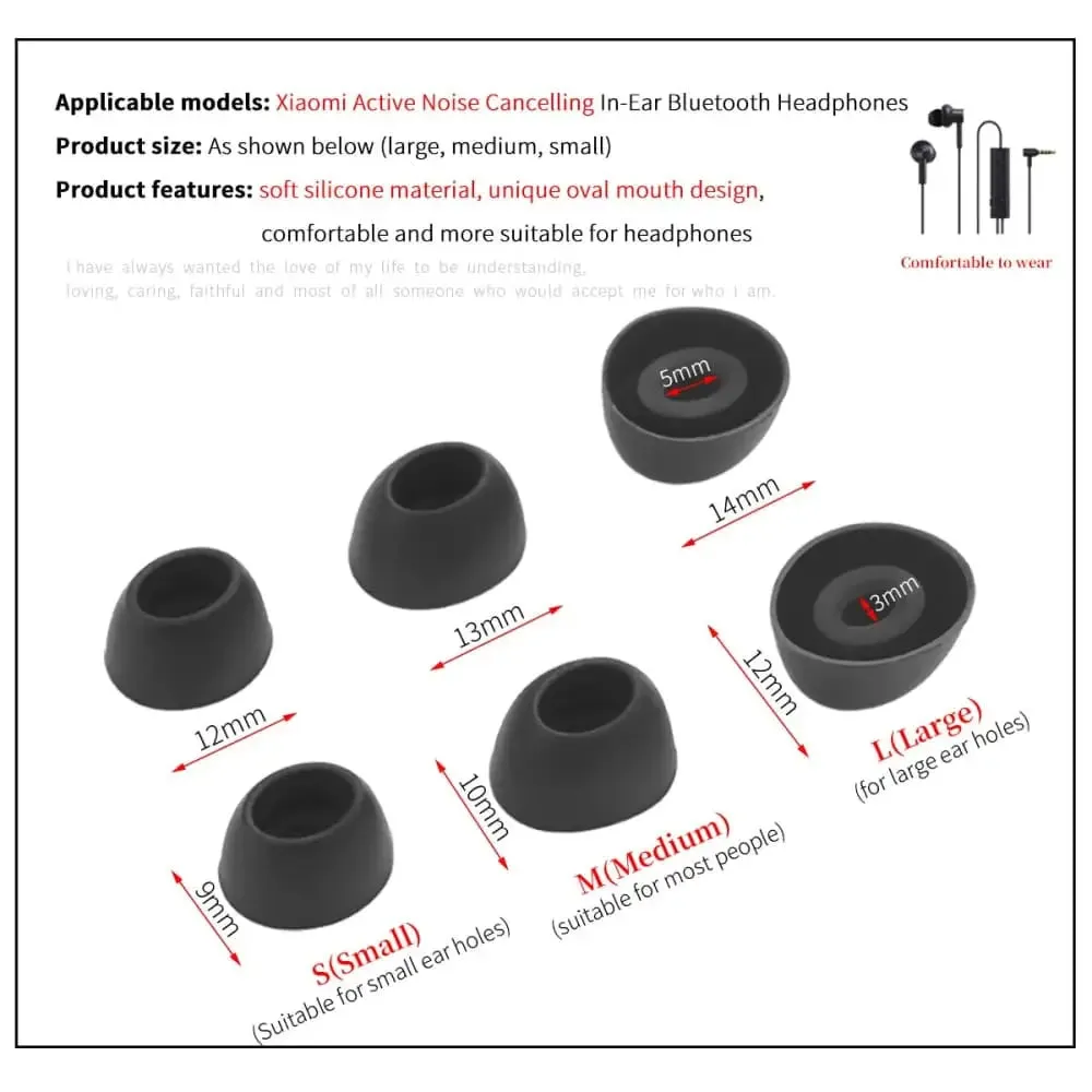 6pcs Oval Mouth Noise Cancelling Ear Tips for Xiaomi Huawei Cmq3 Headphones