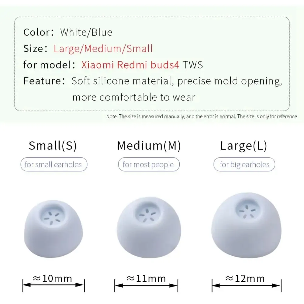 6pcs Screen Soft Earbuds Tips with Filter Screen for Redmi Buds4 Tws, Xiaomi Buds 4 Earphones