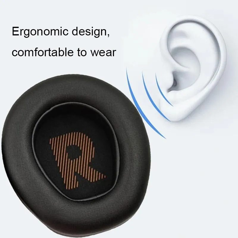 Black Leather Sponge Earmuffs For Jbl Quantum 400 Headphones