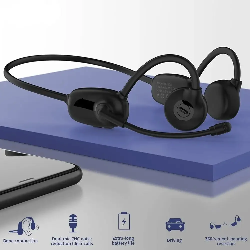 Bone Conduction Wireless Dual-mic Noise Waterproof Bluetooth Headphones for Cycling