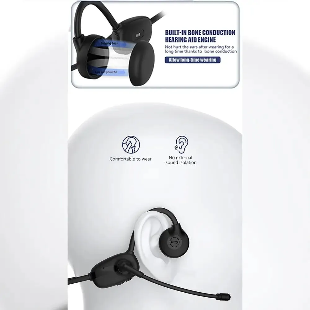 Bone Conduction Wireless Dual-mic Noise Waterproof Bluetooth Headphones for Cycling