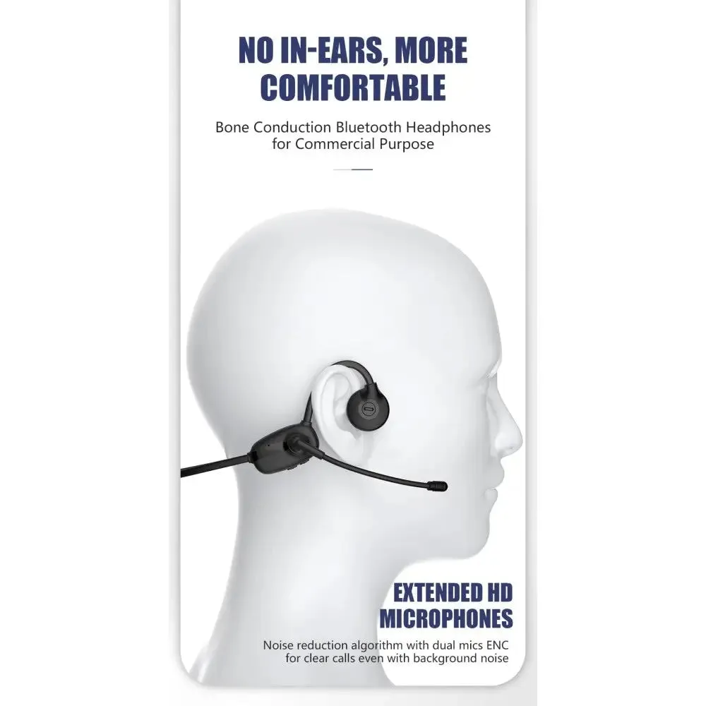 Bone Conduction Wireless Dual-mic Noise Waterproof Bluetooth Headphones for Cycling