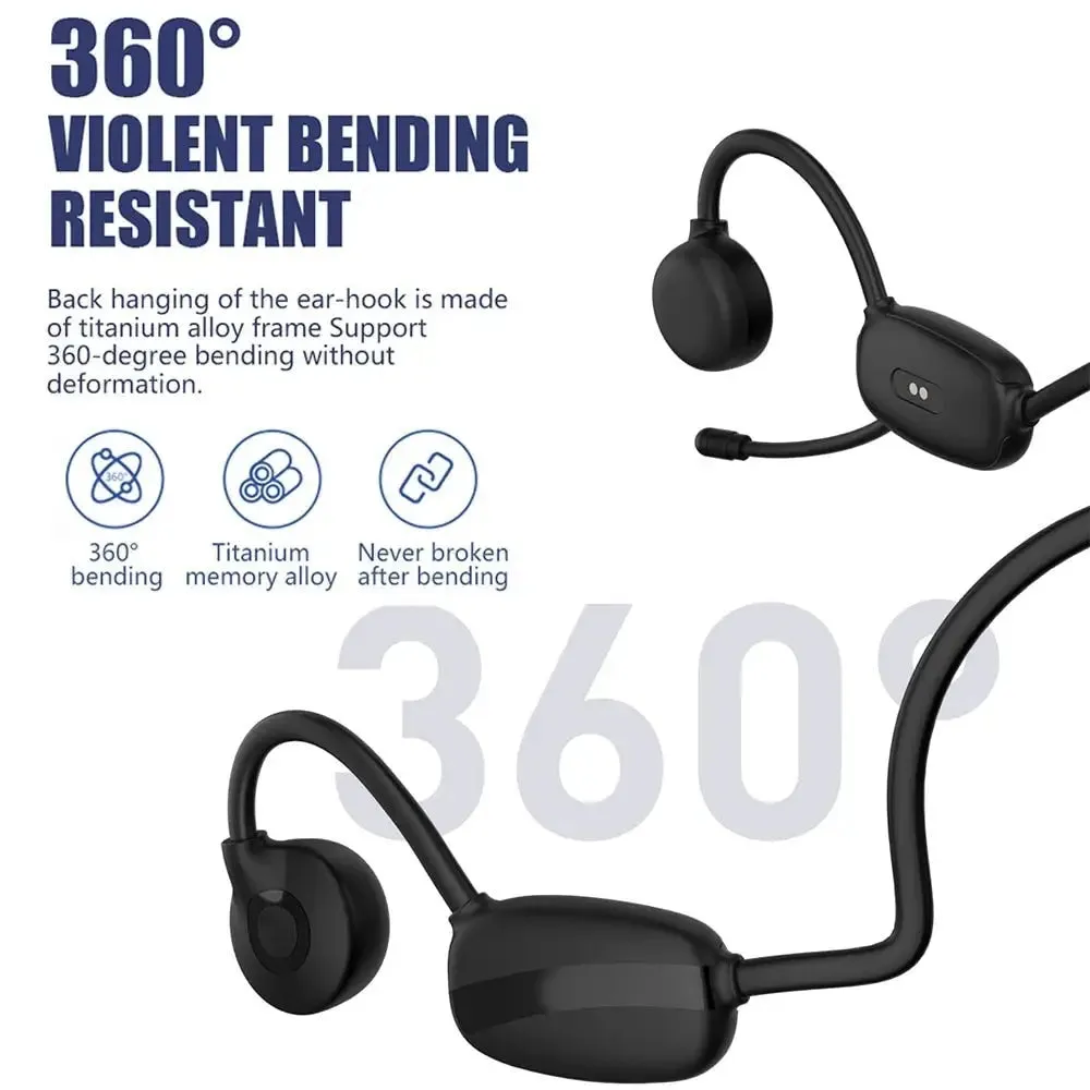 Bone Conduction Wireless Dual-mic Noise Waterproof Bluetooth Headphones for Cycling