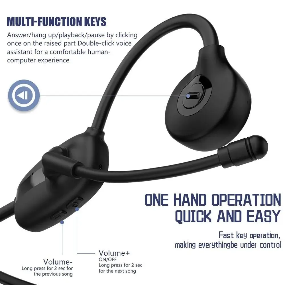 Bone Conduction Wireless Dual-mic Noise Waterproof Bluetooth Headphones for Cycling
