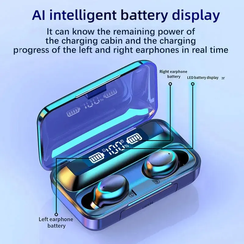 F9-5C Wireless Bluetooth Headset Headphones 5.1 Mini Sports In-ear Waterproof Gaming Headset Stabilization Green Screen