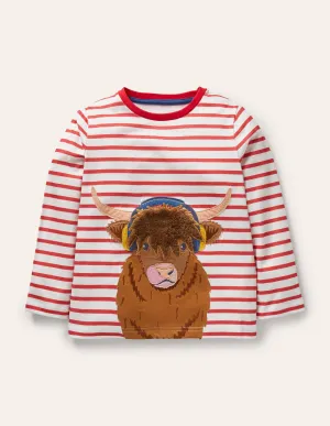 Farm Animal Appliqué T-shirt-Strawberry Tart Red Cow