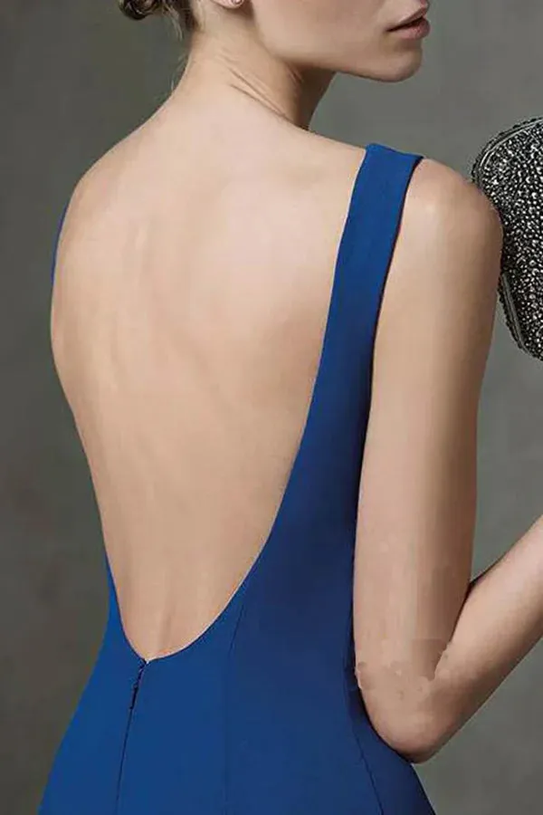 Luolandi Unique speaker spoon sleeveless backless mother of the bride dress Open Back