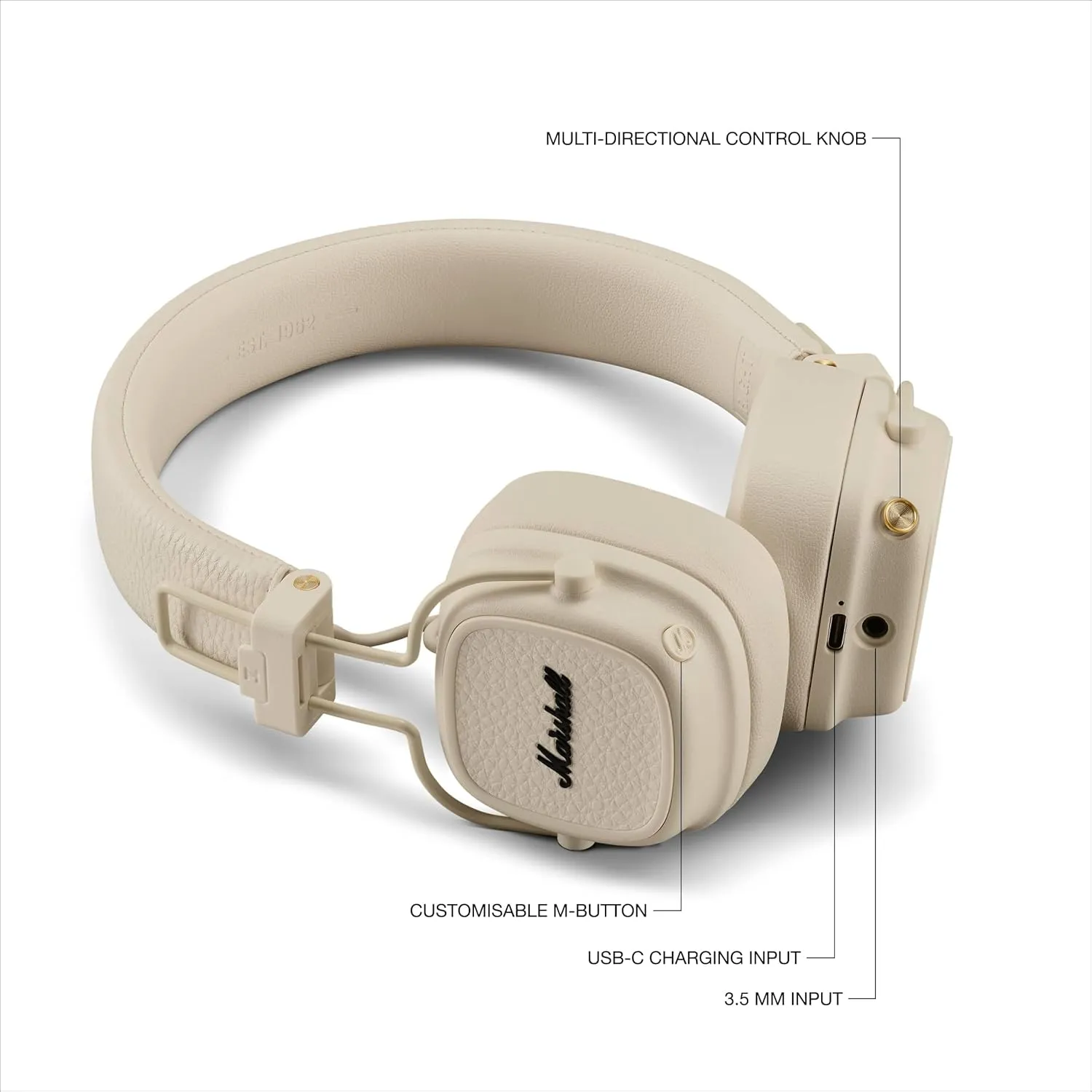 Marshall Major V Wireless On-Ear Headphones, Cream