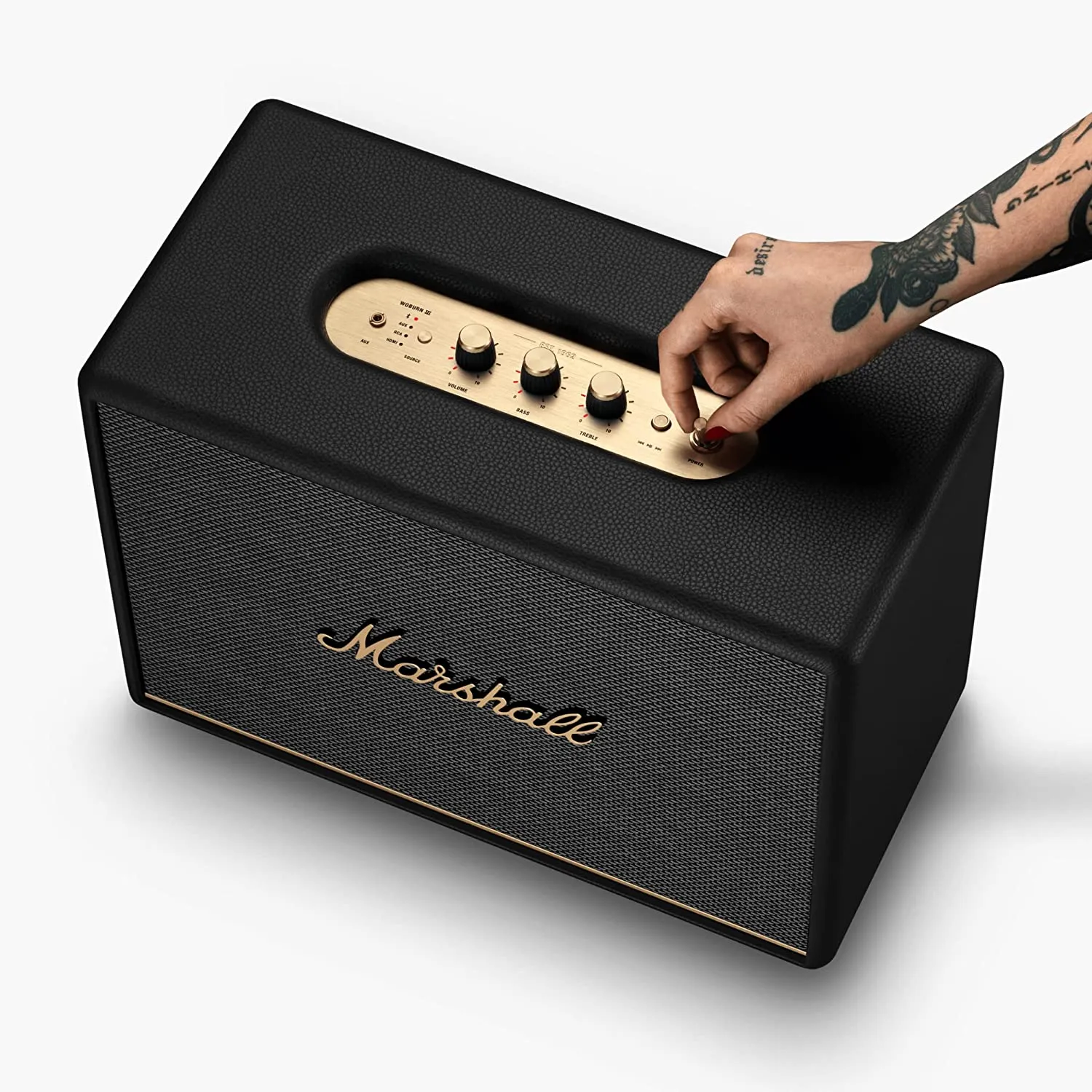 Marshall Woburn III Bluetooth Home Speaker (Black, 3-Way Driver, HDMI, AUX, USB)