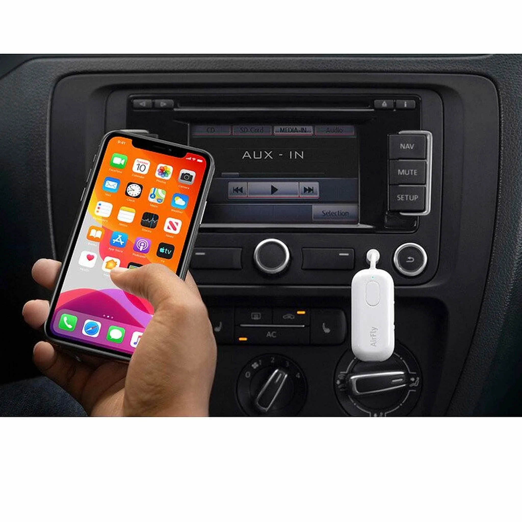 Twelve South AirFly Pro | Wireless Transmitter/Receiver with Audio Sharing for up to 2 AirPods/Wireless Headphones to Any Audio Jack for use on Airplanes, Boats or in Gym, Home, auto